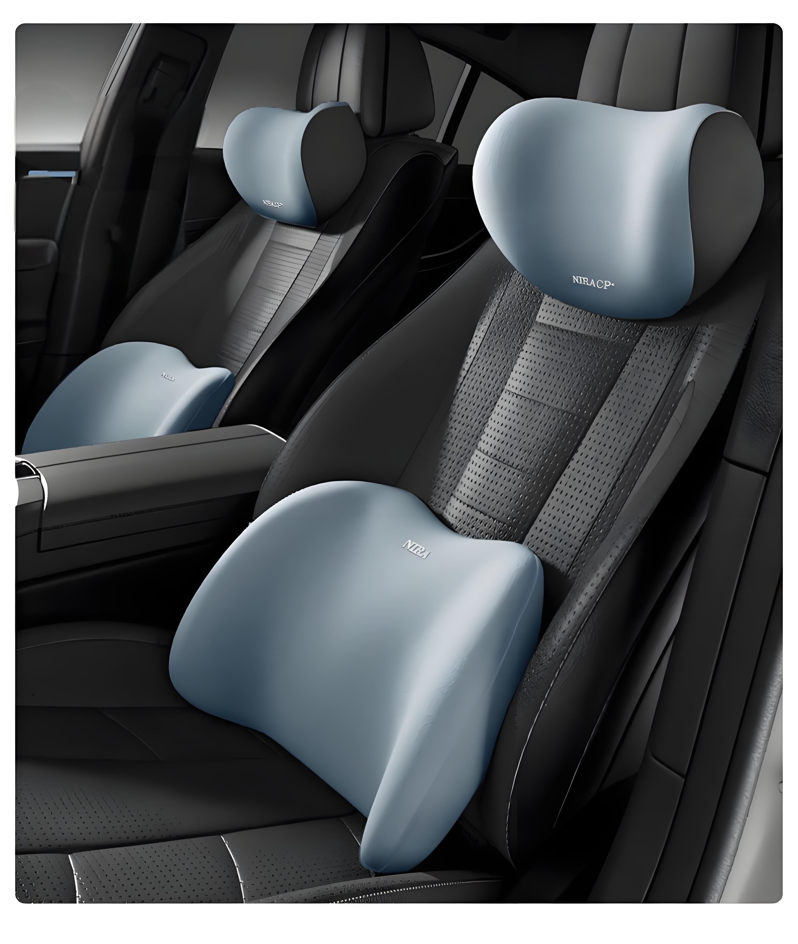 Christmas gift Car Headrest & Lumbar Support Set, Ergonomic Plush Cushion for Driver & Passenger, Comfort & Spine Protection for Long Drives（blue） — image 2