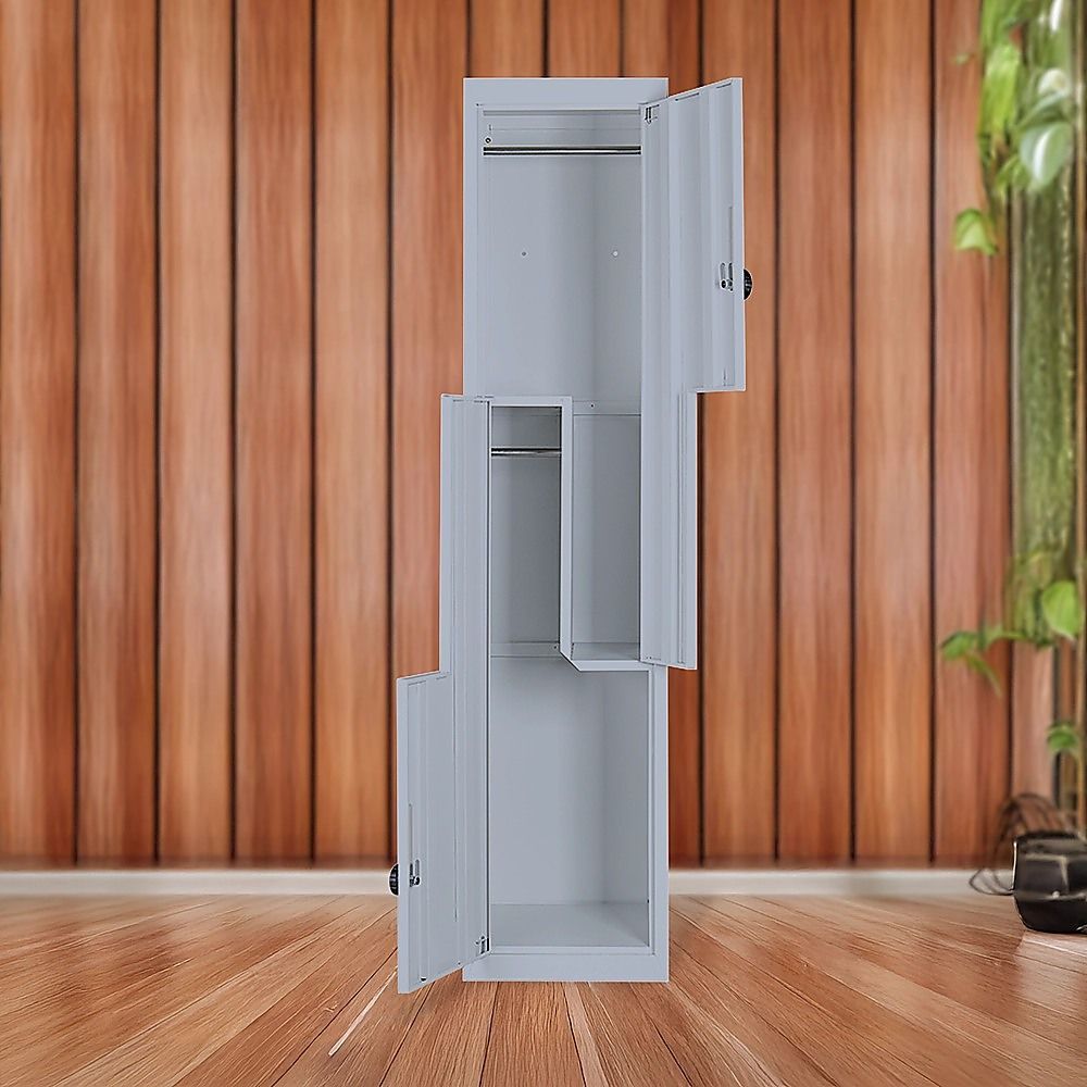Grey Two-Door L-shaped Office Gym Shed Storage Lockers — image 3