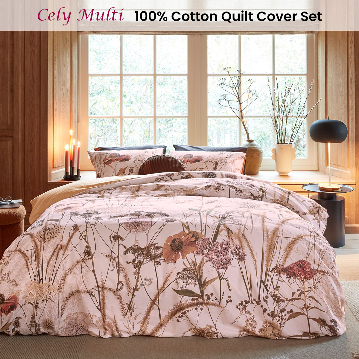 Bedding House Cely Multi Cotton Floral Quilt Cover Set King — image 2