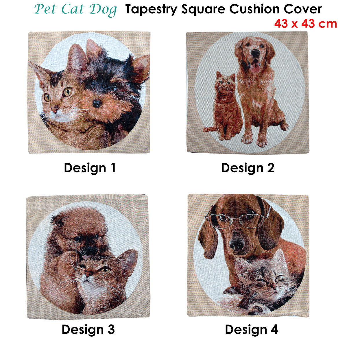 Tapestry Pet Cat Dog Square Cushion Cover Design 3 โ image 2