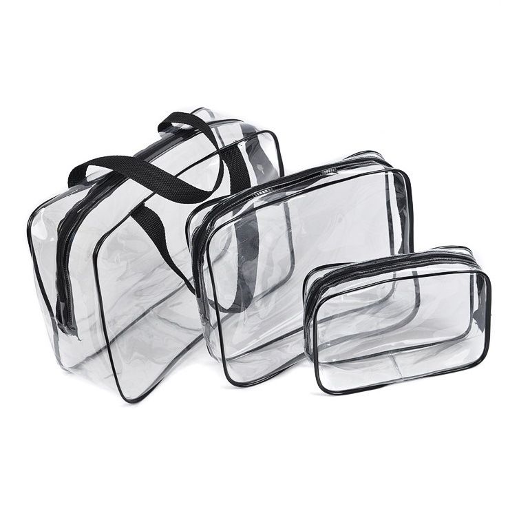 HDWISS PVC Transparent Cosmetic Bag Travel Storage Cube Rose red Medium size 24*20*5 โ image 3