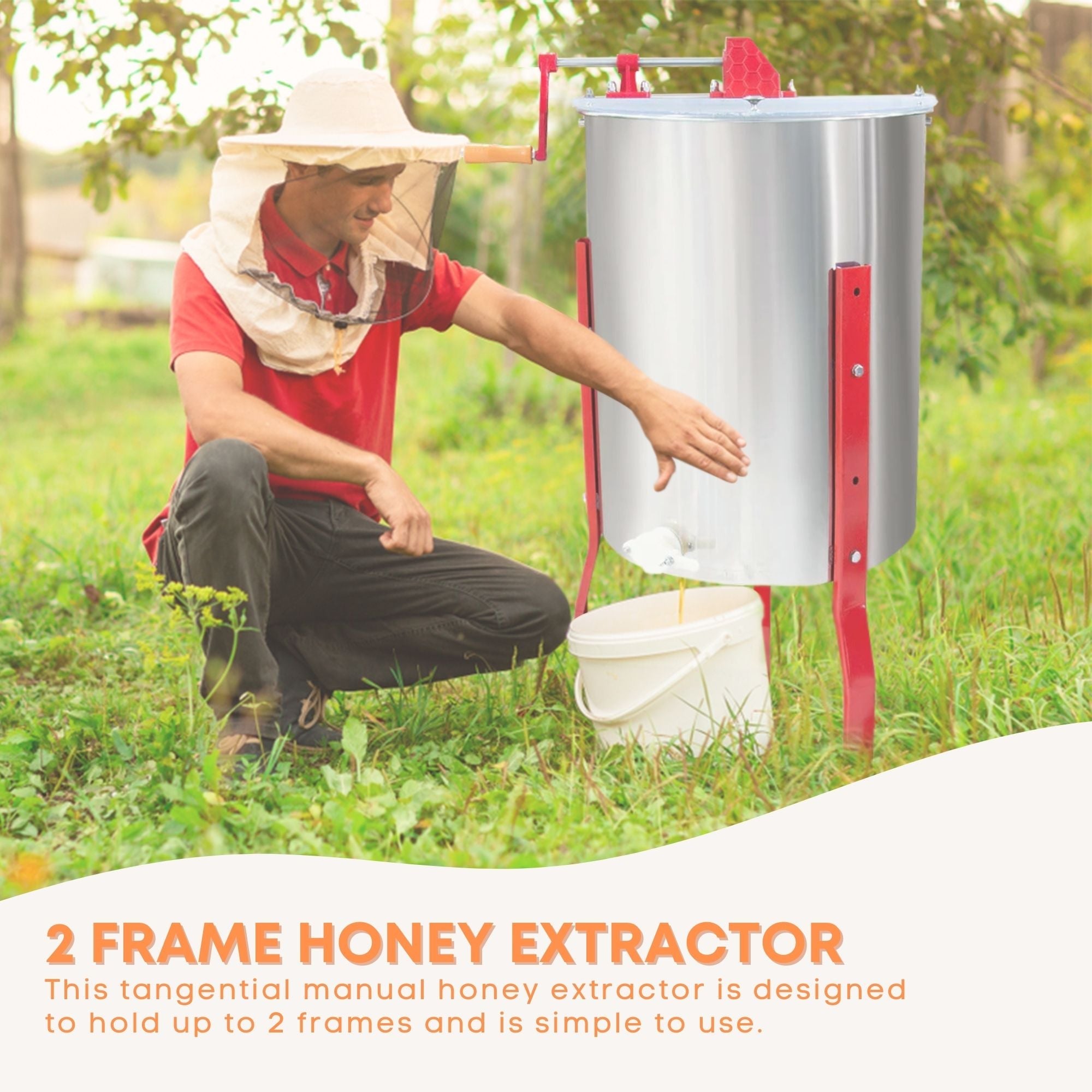 2 Frame Honey Extractor Stainless Manual Spinner Crank Honey Bee Hive Beekeeping — image 2