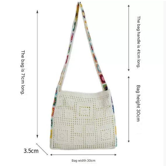 Light Khaki Chic Bohemian Hollow Knit Tote Bag | Large Capacity Crossbody Shoulder Bag | Versatile Casual Holiday Style — image 2