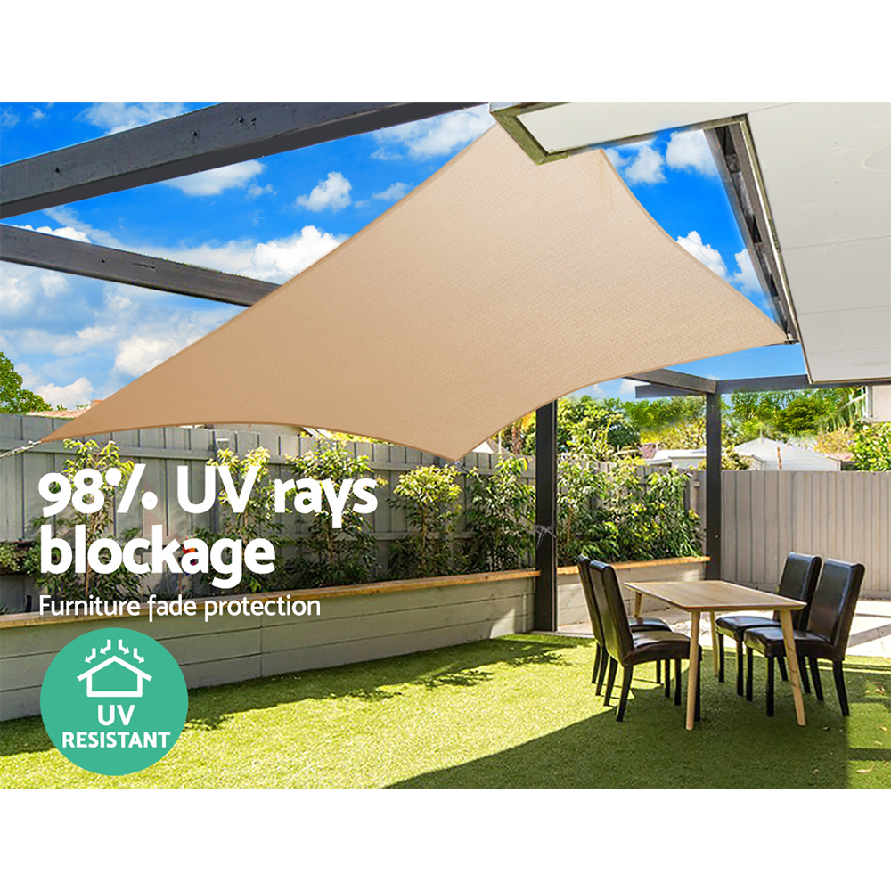 Instahut Shade Sail 3x6m Rectangle 280GSM 98% Sand Shade Cloth — image 6