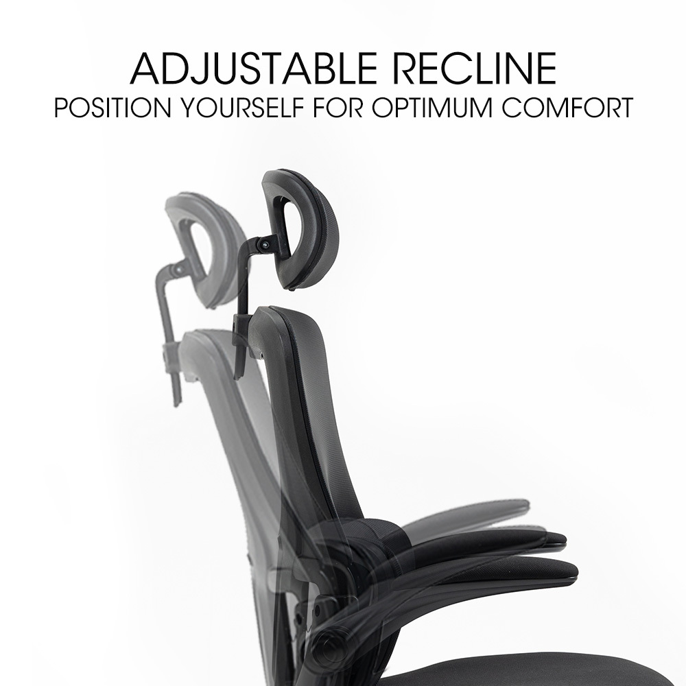 FORTIA Ergonomic Office Desk Chair, Lumbar Support, Mesh Fabric, Adjustable Headrest, Retractable Armrests, Black — image 5