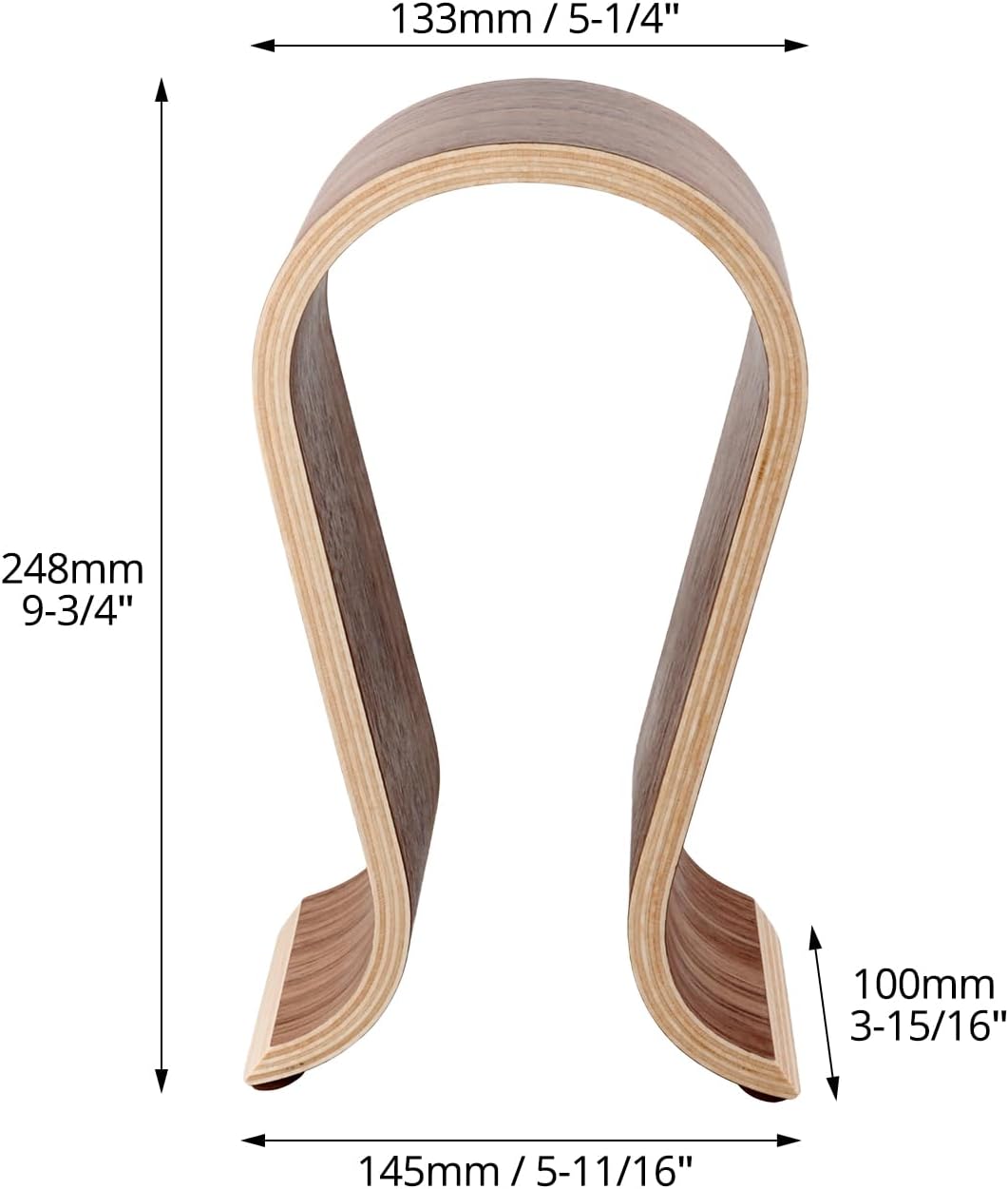 Wood Headphone Stand - Headset Holder, Arch Bridge Design - Universal Compatibility, Ear Headphones Hanger Holder, Stylish Desk Headset Holder for Headphones — image 6