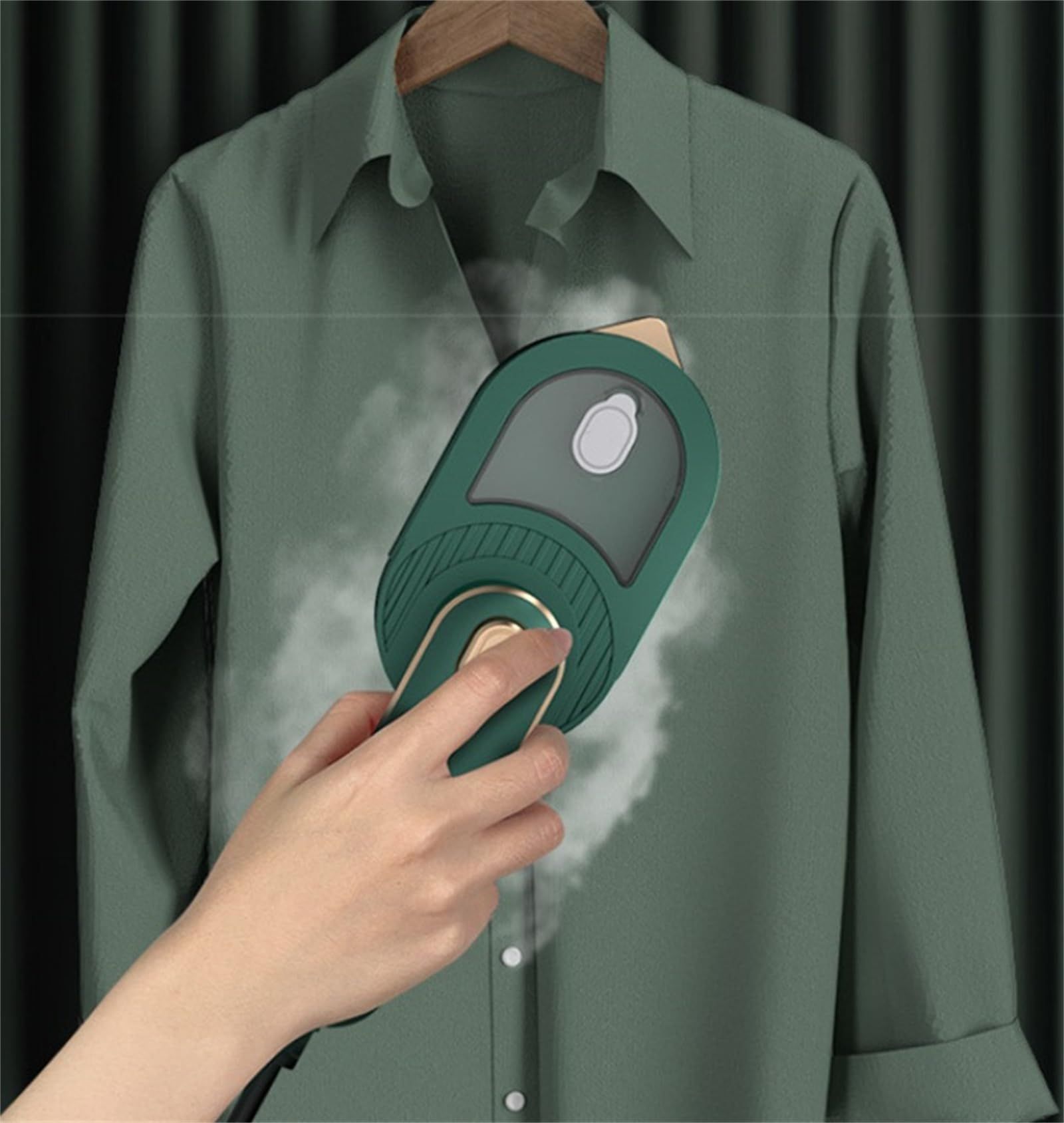 21*10.5*12cmTravel Iron with Steam, Handheld Rotary Garment Iron, Wrinkle Remover, 30s Fast Heating, Compact & Lightweight for Clothes (Green) โ image 2