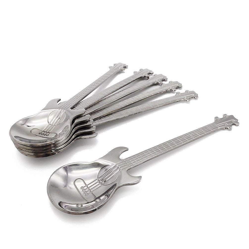 Coffee Tea Spoons, Stainless Steel Stirring Mixing Spoons, Fun Gift for Music Lover Cute Sturdy Teaspoons, Pack of 4, Silver — image 3