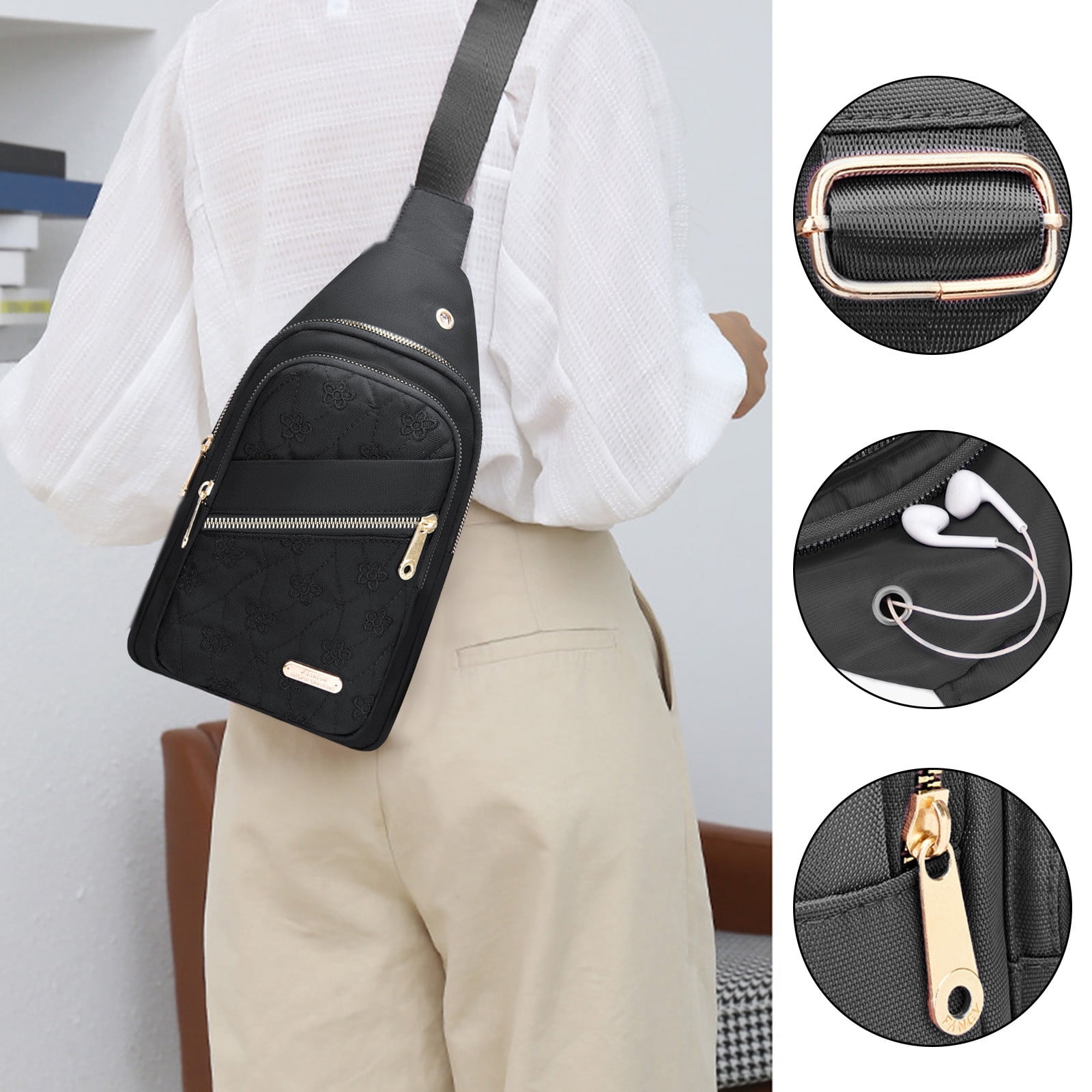 Sling Bag for Women, Crossbody Sling Backpack Small Sling Bag Multipurpose Crossbody Shoulder Bag Travel Hiking Backpack, Sling Bag for Men #5-Black — image 4
