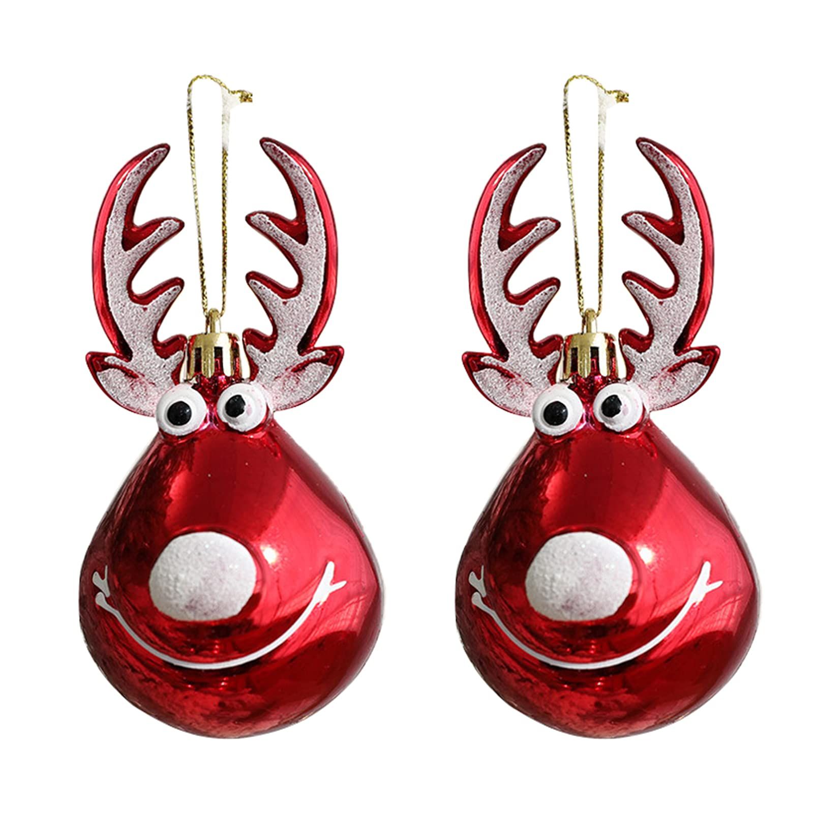 2pc Reindeer Ornament, For Hanging on a Tree or Crystal with Copper Accent and Print Face, Part of the Joyful Ornaments Collection — image 2
