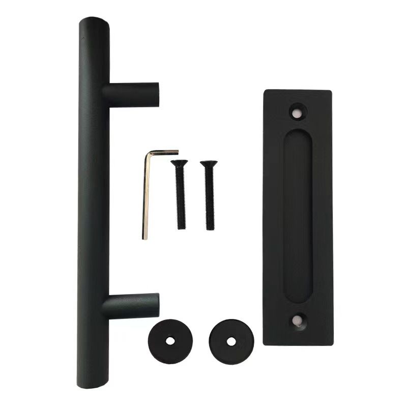 2PCS Sliding Barn Door Handle, 12 Inch Heavy Duty Pull and Flush Hardware Set, Black, Large Rustic Two-Side Design, Round โ image 4