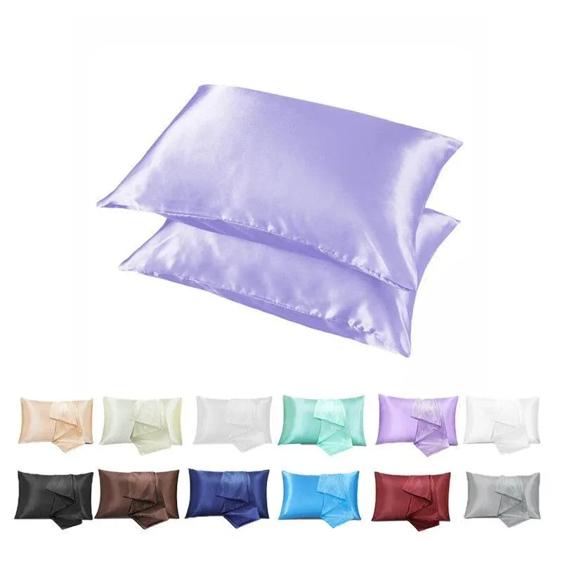 2 Pack Satin Pillowcases Luxury Soft Cushion Covers Bedroom Home Decor - Black — image 3
