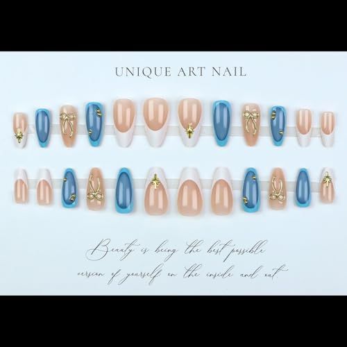 Reusable Press-On Nails, 24-Piece Set for DIY Nail Art, Ideal for Parties, Weddings and Daily Wear (Slate Blue) — image 3