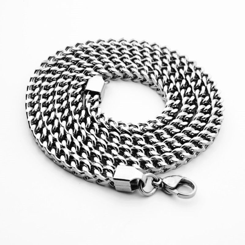Friends Men Stainless Steel Square Chain Necklace Steel color 4mm-45cm โ image 6