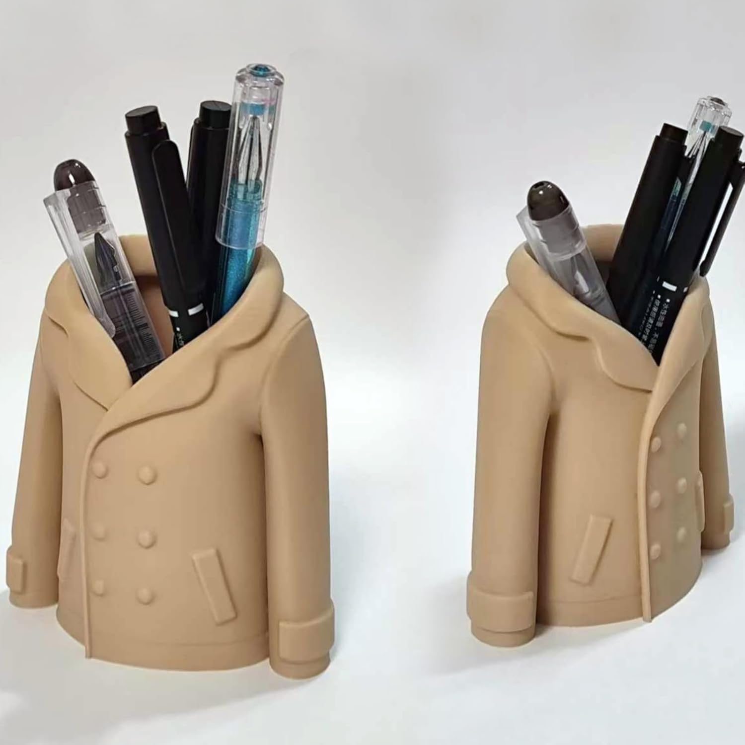 Trench Coat Pen Holder - 3D Printed Desk Organizer with Classic Design for Pens, Makeup Brushes, Elegant Office Desk Accessory โ image 2