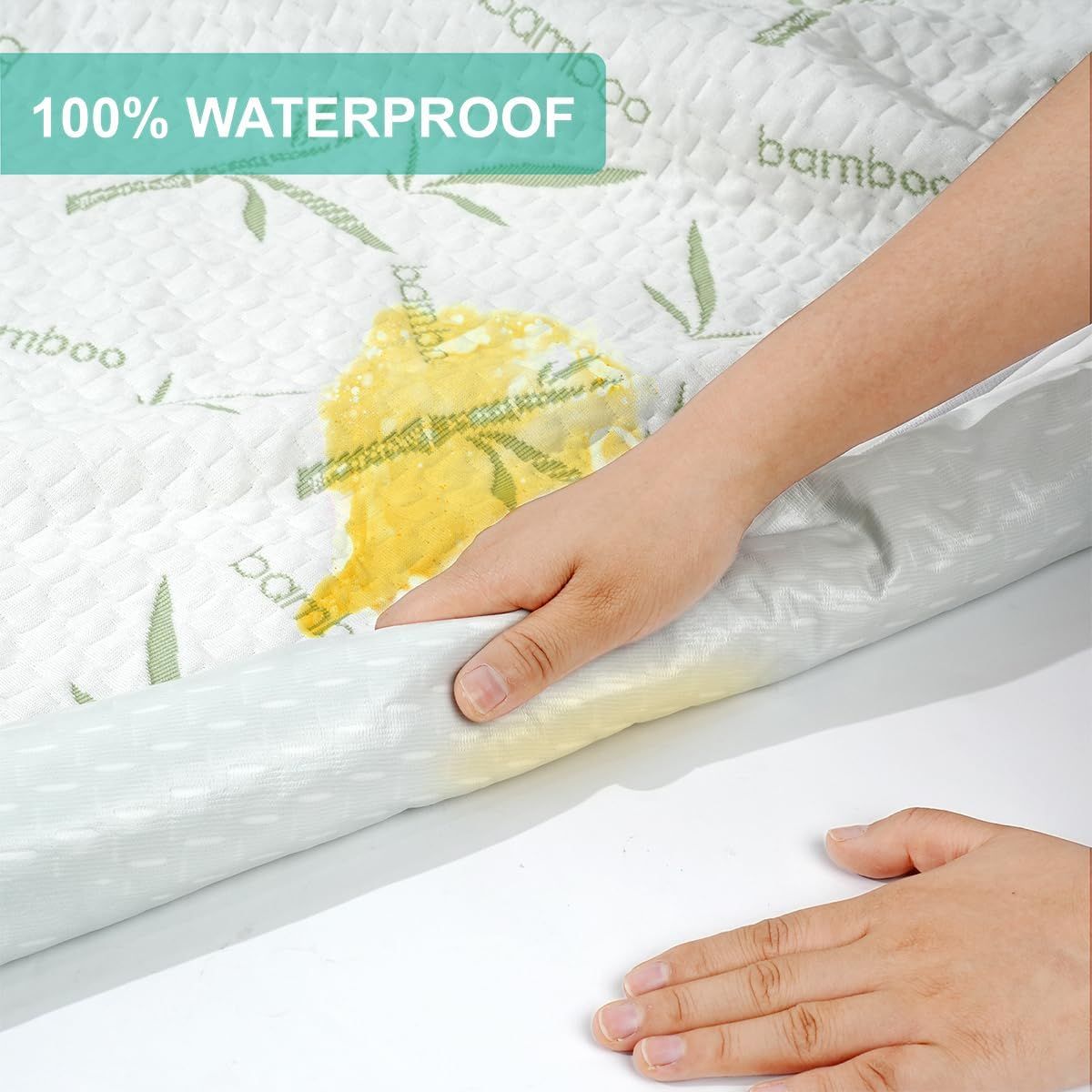 Waterproof Mattress Protector,Breathable Mattress Cover,3D Air Fabric Cooling Bed Pad Cover, Deep Pocket 40cm(Double,Green) โ image 2