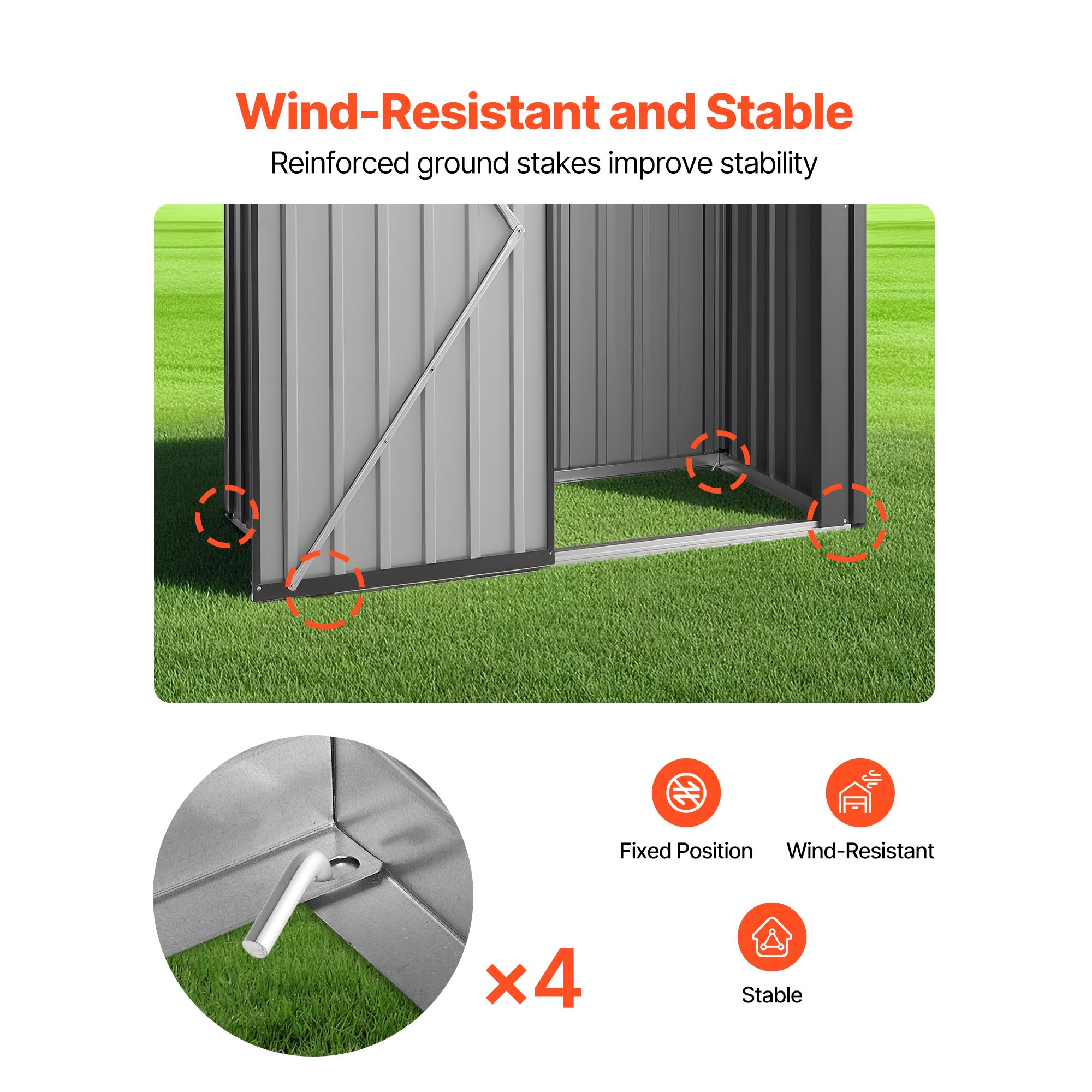 1533 x 876 x 1815 mm Metal Garden Shed, Storage Building with Lockable Door & 2 Louver Vents, Sloped Roof Metal Outdoor Storage Shed, Tool Sheds Outdoor — image 5