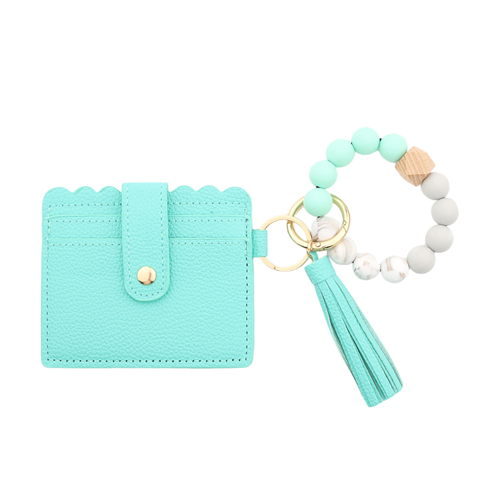 Wallet Women, Wallet Keychain Wristlet for Women, Slim Credit Card Holder Wallet, Fashion Tassel Keychain Bangle Key Ring Purse for Women ( 18 Kinds of Prints — image 2
