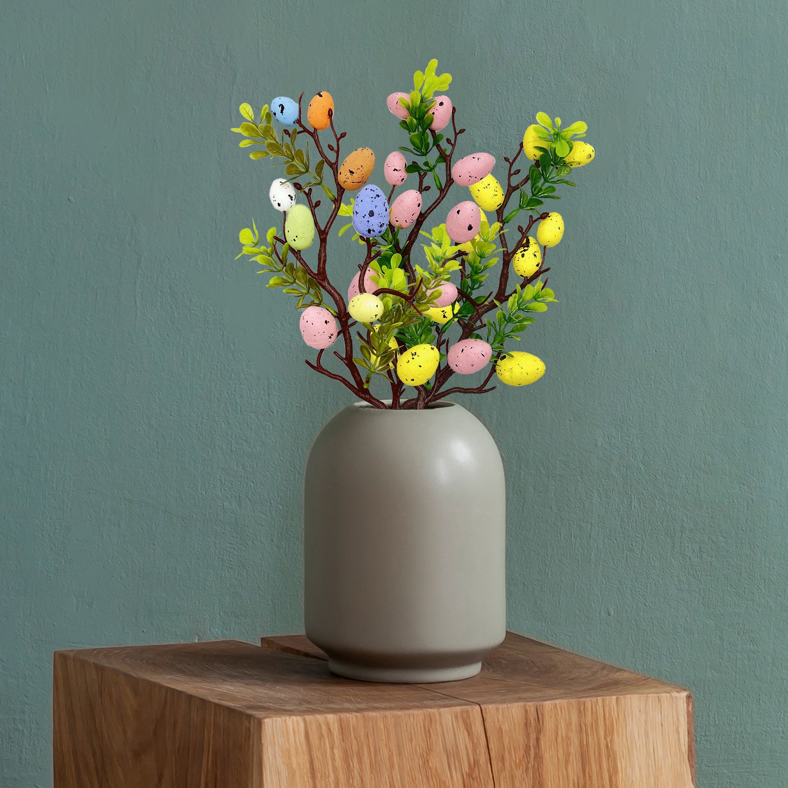 3pcs Easter Decoration Egg Tree Branch Colorful Foam Egg Stems for Easter Day Home Decoration 35cm — image 2