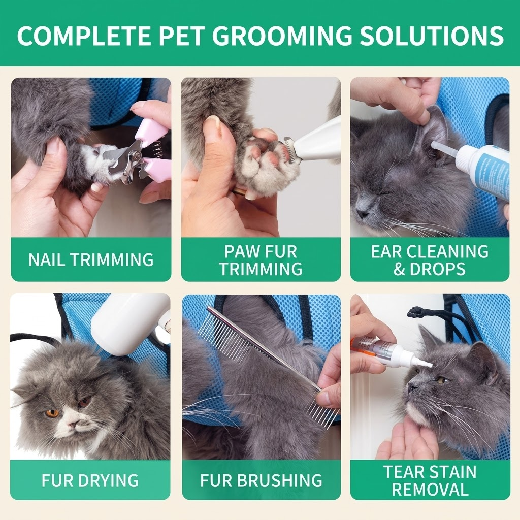 Suspended Pet Grooming Hammock with Adjustable Hanging Straps and Bonus Grooming Kit – Breathable Mesh Sling for Small Pets, Ideal for Nail Trimming, Ear — image 4