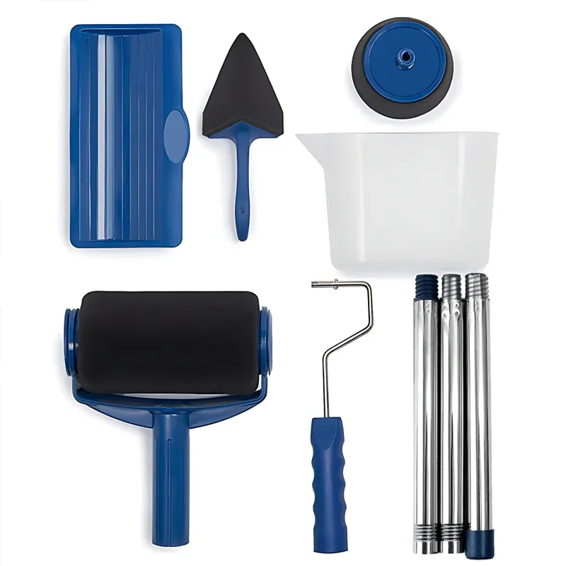 8Pcs/Set Pro Paint Roller Brush Handle Flocked Edger Wall Painting Hand Tool — image 2