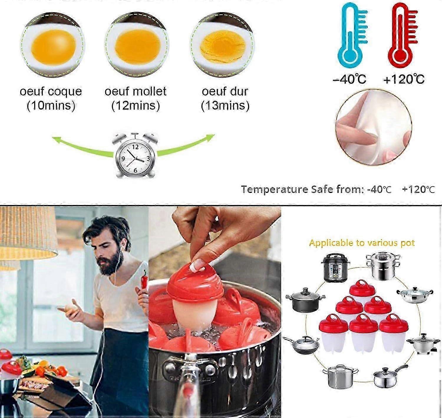 6 Pcs Silicone Shell-Free Egg Cooker Cups — image 2