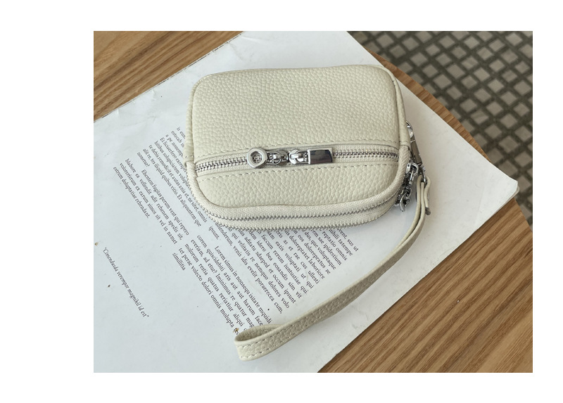 Dark Pink Women's Mini Genuine Leather Coin Purse Double Zipper Organiser Multi-function Wristlet Wallet — image 5