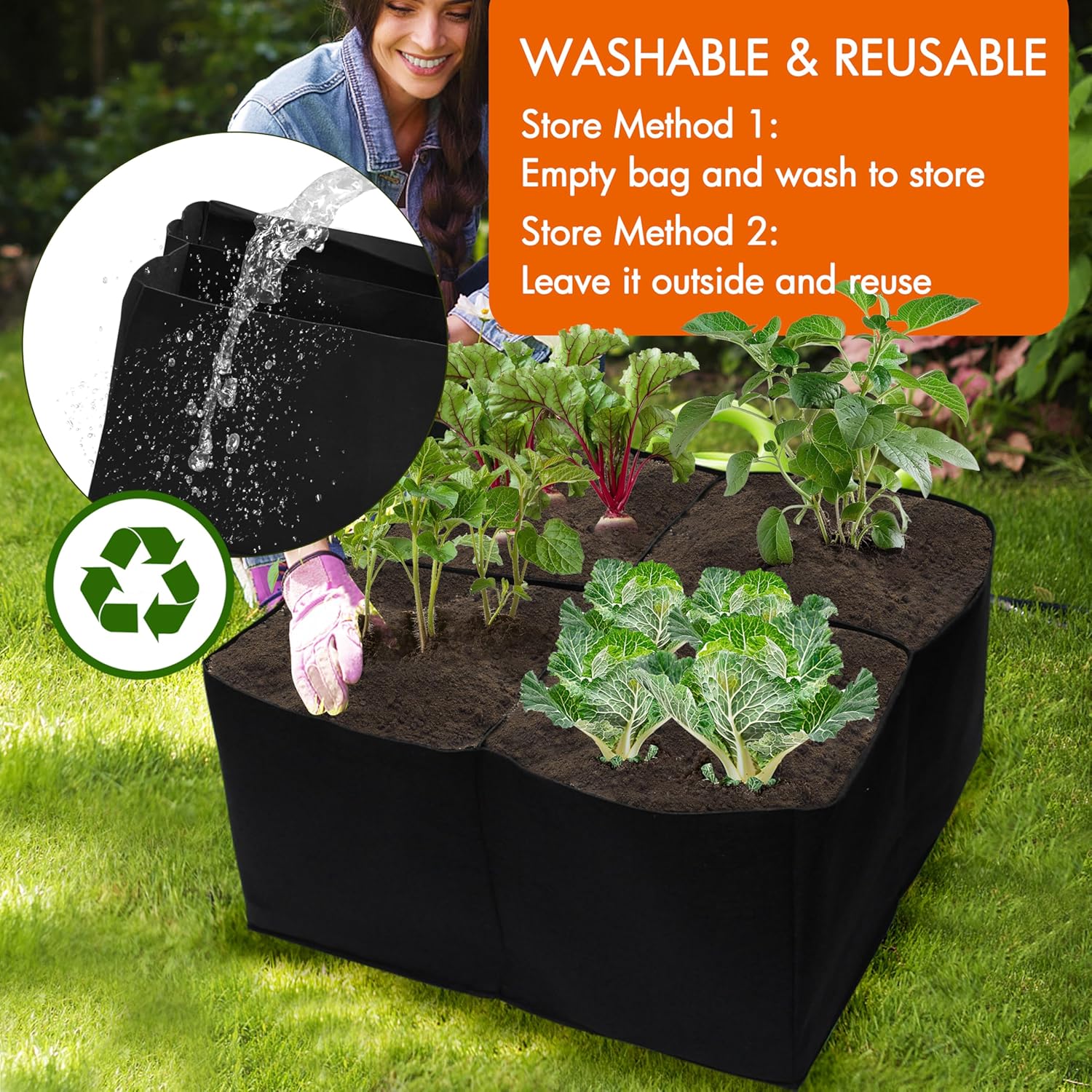 2 Pack Fabric Raised Garden Beds, 2x2x1 FT – 4 Grids Grow Bed for Square Foot Gardening, Planting Box for Vegetables, Herbs, Flowers — image 6