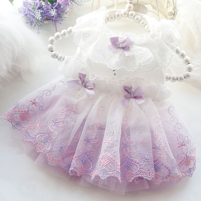 Accope Pet Dress Cotton Princess Style Summer Orange pink S number — image 4