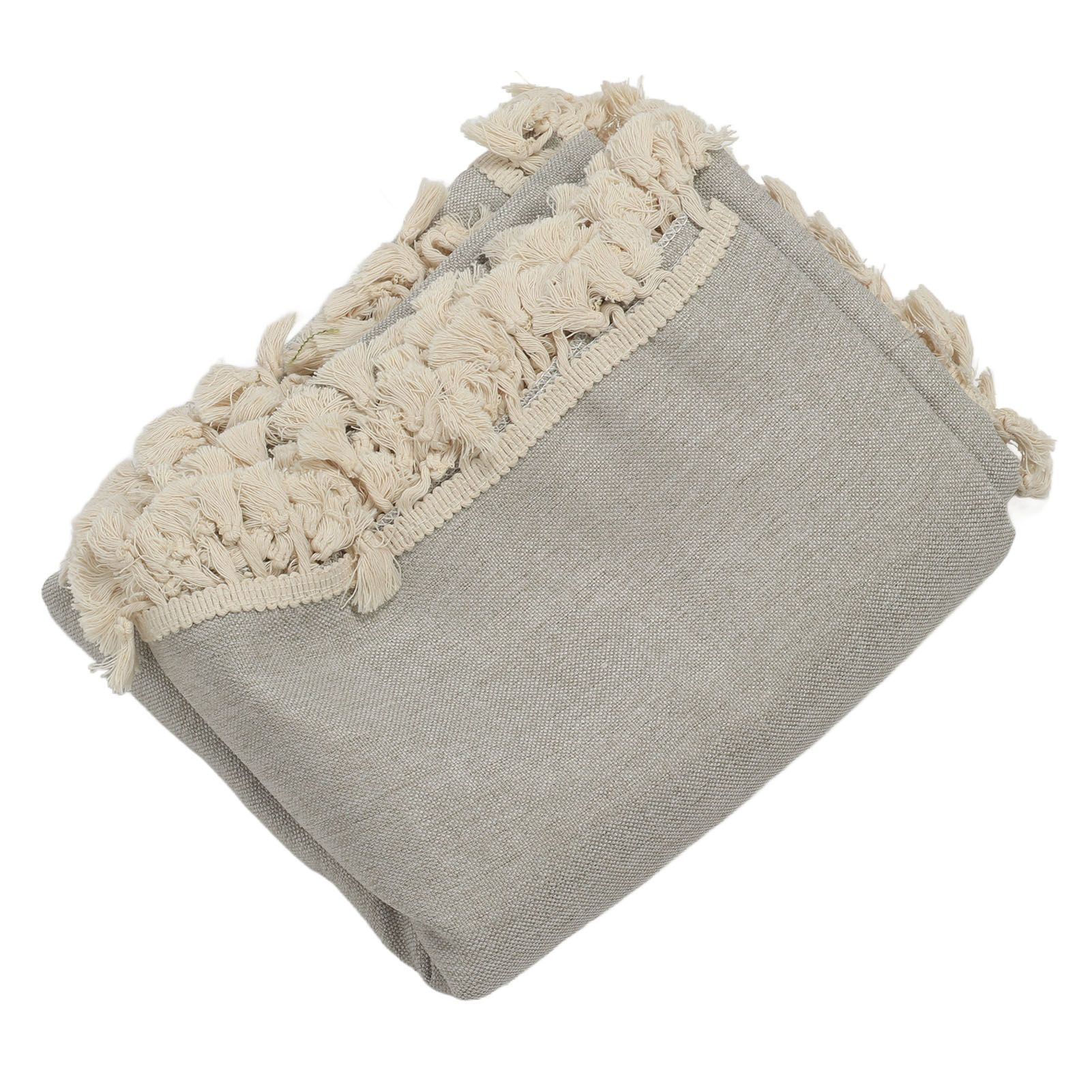 Rectangle Tablecloth Polyester Fiber Decorative Table Cover with Tassel Lace for Home Restaurant Hotel Beige Gray 140x180cm/55.1x70.9in โ image 6