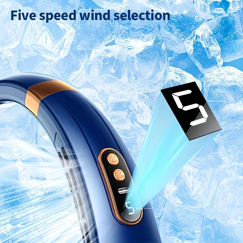 New Neck Hanging Fan Portable Mini USB Fan Personal Cooling Turbine Small Charging Quiet Lazy-Friendly. Black — image 4