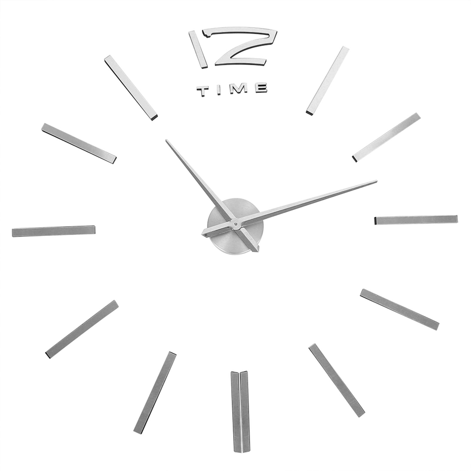 3D Mirror Luxury Modern DIY Large Wall Clock Surface Sticker Room Art Home Office Decor Silver — image 2
