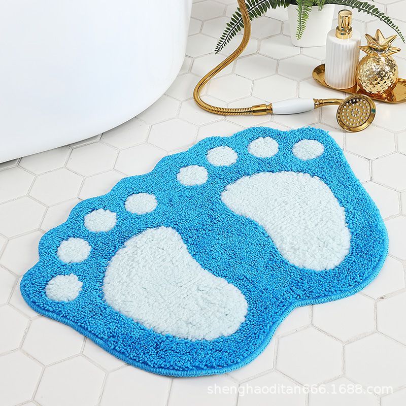 Faux Wool Bathroom Mat Super Absorbent Mat Paw Shaped Mat Non Slip Mat Machine - Pink - Size 40-60cm — image 5