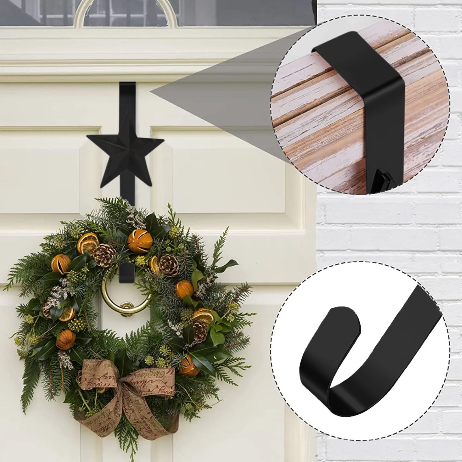 15 Inch Wreath Hanger for Front Door Decoration, Long Metal Halloween Christmas Wreath Decoration Hook, Over The Door Single Hook Door Hook for Hanging Clothes โ image 6