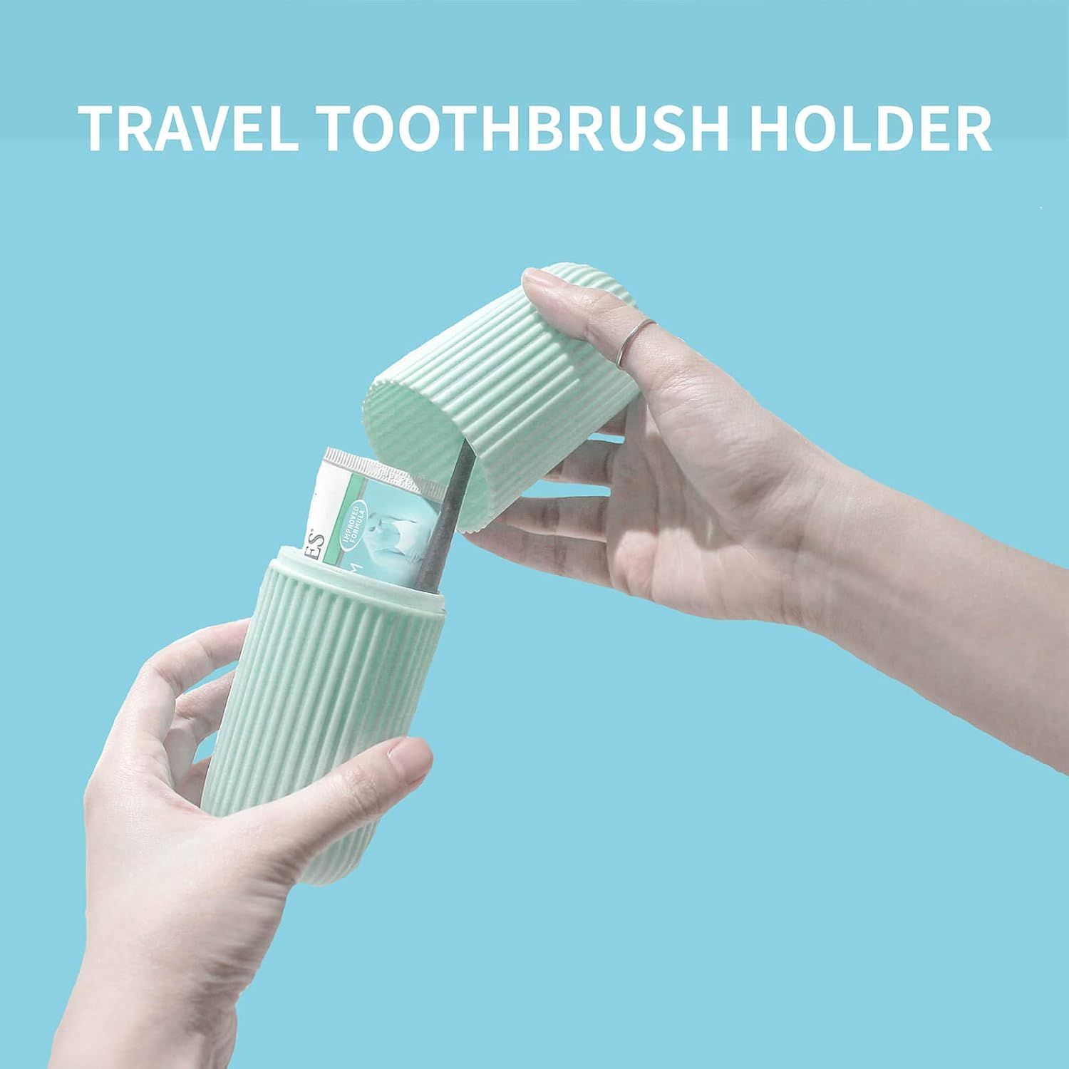 2Pcs Travel Toothbrush Holder, Portable Toothbrush Case for Traveling, Camping, Business Trip and School, Multifuction Plastic Toothbrushes Toothpaste Set with — image 4