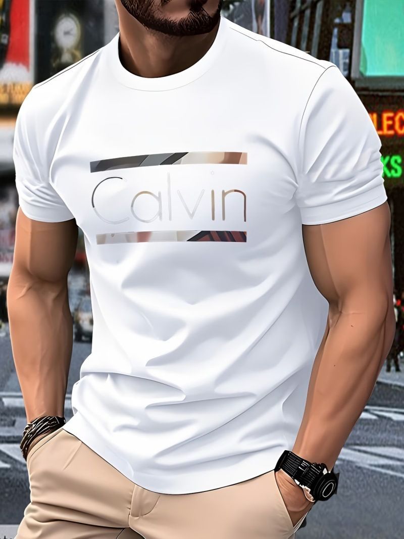Men'S Casual T-Shirt Short Sleeve Tee Polyester Round Neck Lightweight Everyday - Khaki - Size 3XL(AU 3XL/EU56) โ image 5