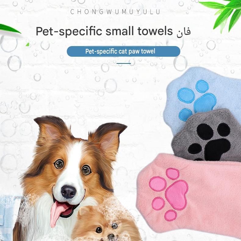 2-piece Blue Quick-drying pet grooming glove towel; made of soft, highly absorbent coral fleece; suitable for drying dogs and cats after bathing โ image 2