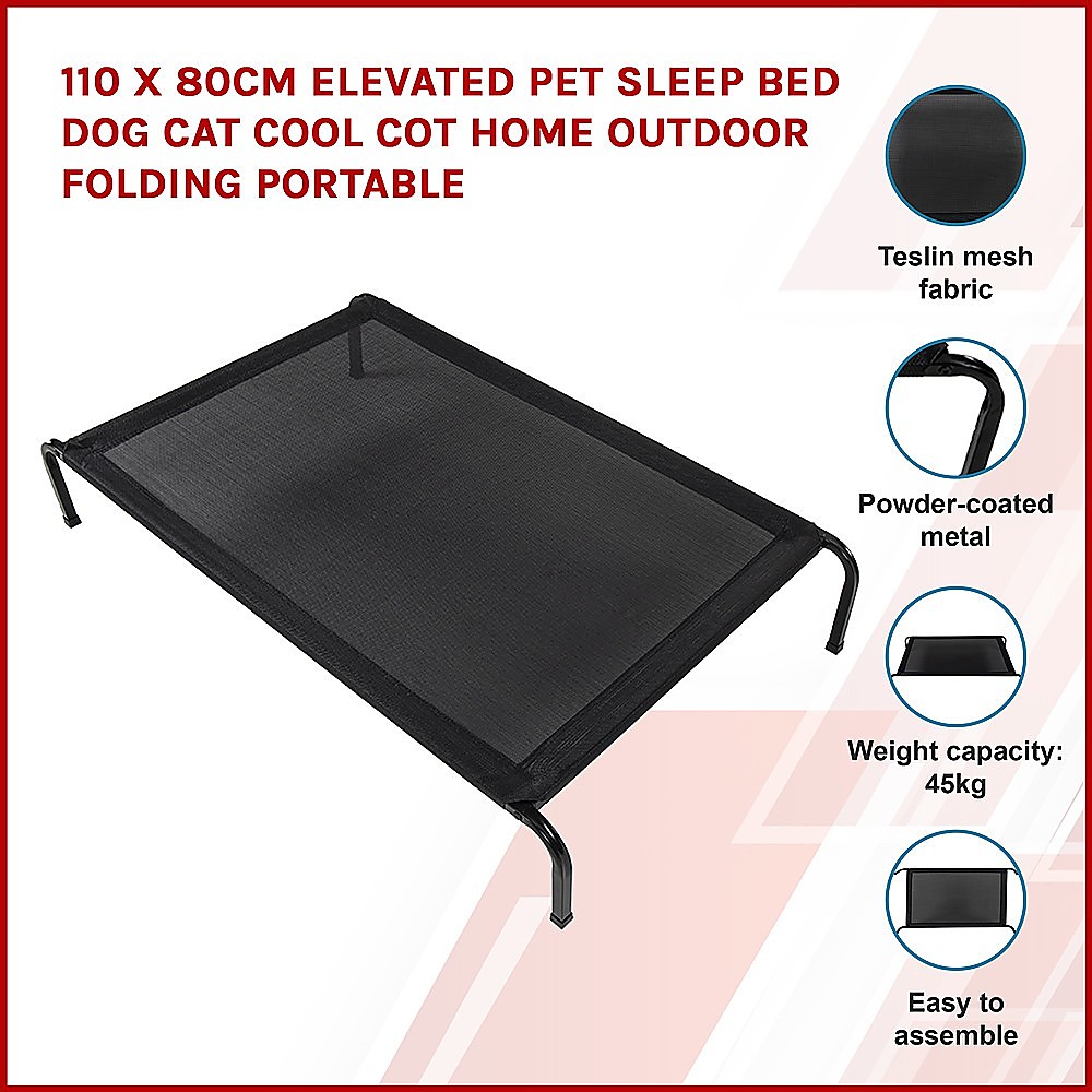 110 x 80cm Elevated Pet Sleep Bed Dog Cat Cool Cot Home Outdoor Folding Portable โ image 3