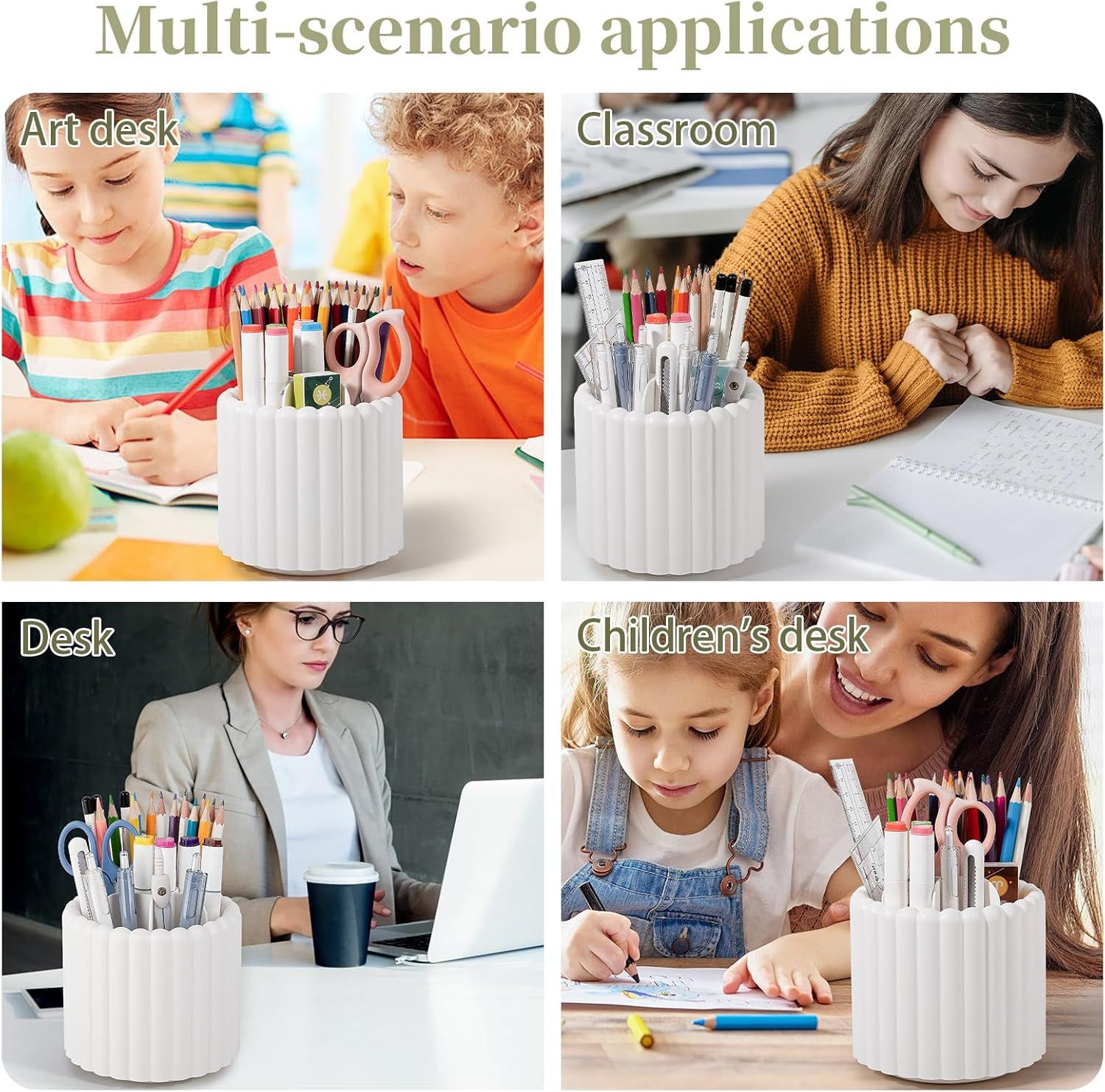 360° Rotating Pen Holder 7 Slots Desk Organizer Removable Pencil Cup Plastic Art Supplies and Accessories Desktop Storage Box Caddy for Office, School, Home — image 6