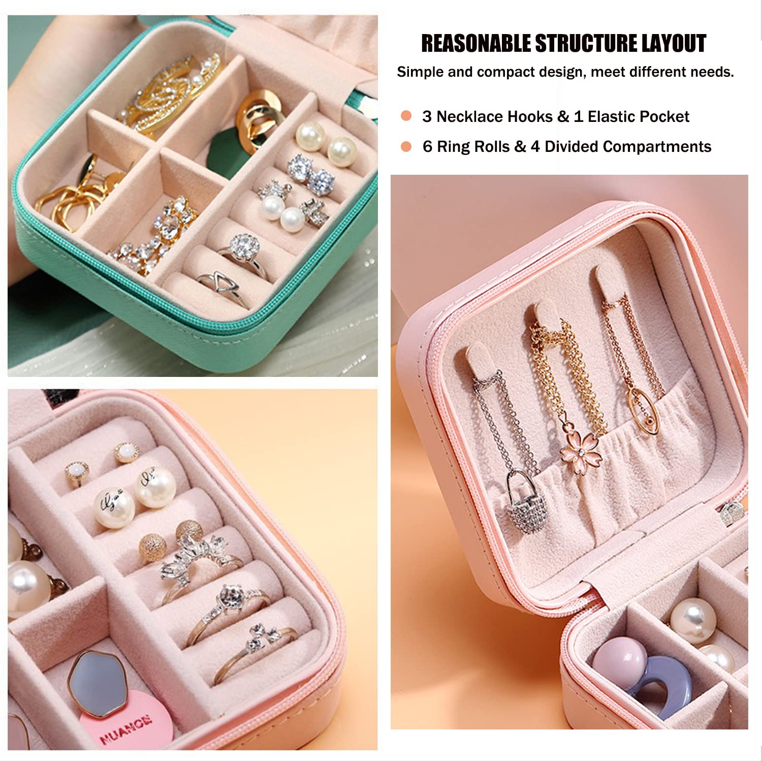 MODENGKGJIAN Mini Jewelry Travel Case, TSA Approved Travel Bottles, Perfect size to fit in your carry- luggage for travel or vacatis — image 3
