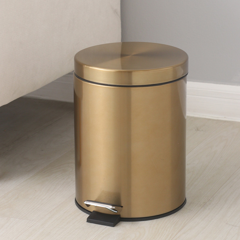 5L Stainless Steel Round Trash Can With Lid And Foot Pedal for Household Kitchen Hotel-Champagne Gold โ image 6