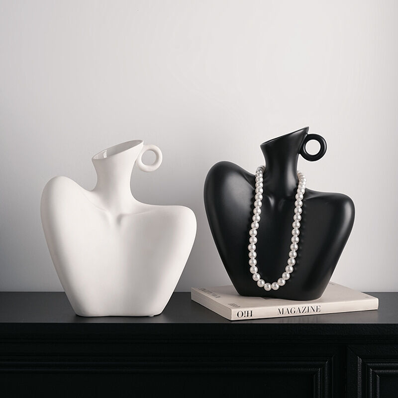 Wabi-Sabi Human Form Vase Set (Black & White) โ Artistic Home Decor for Flowers | Other Luxury Styles Available in Store