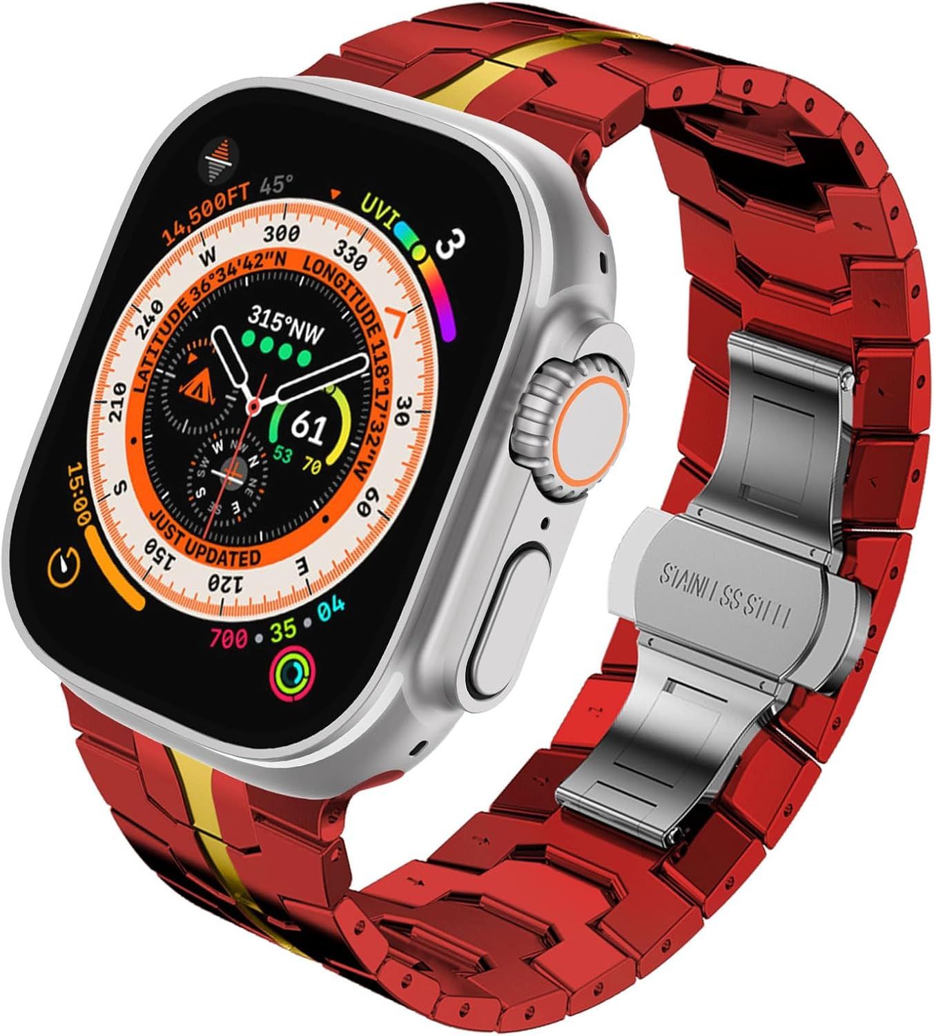 Stainless Steel Watch Band Compatible with Apple Watch Ultra Series Red Gold, 38mm/ 40mm/ 41mm โ image 5