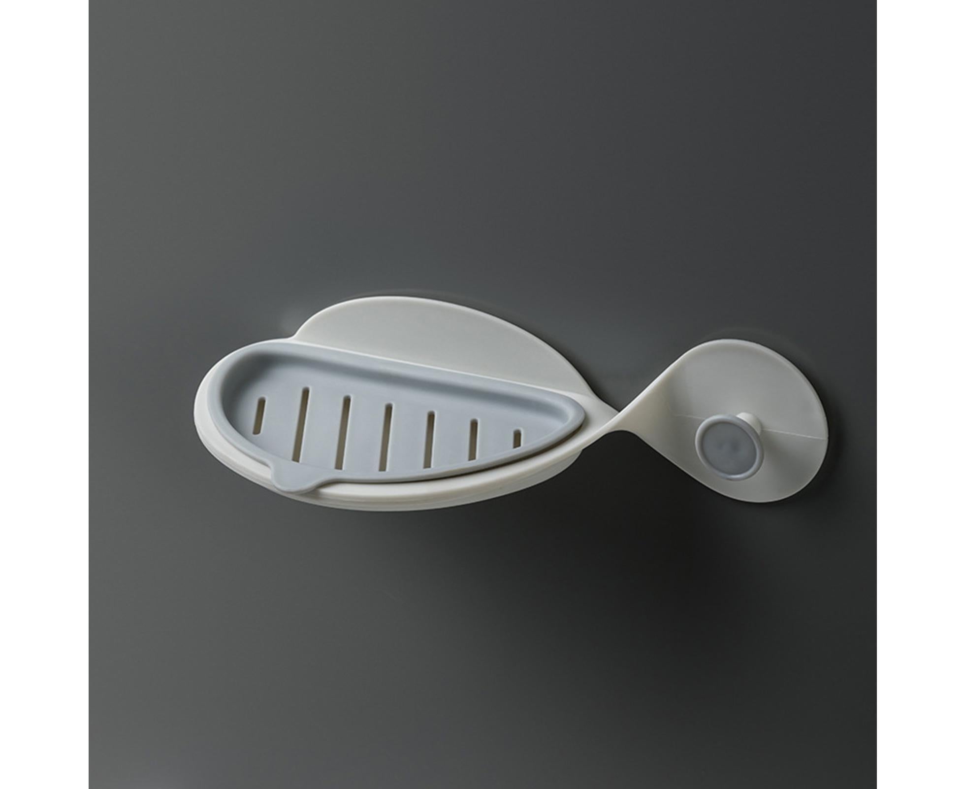 Punch Free Soap Tray Moisture-proof PP Whale Shape Wall Hanging Draining Soap Dish for Bathroom-Light Grey — image 2