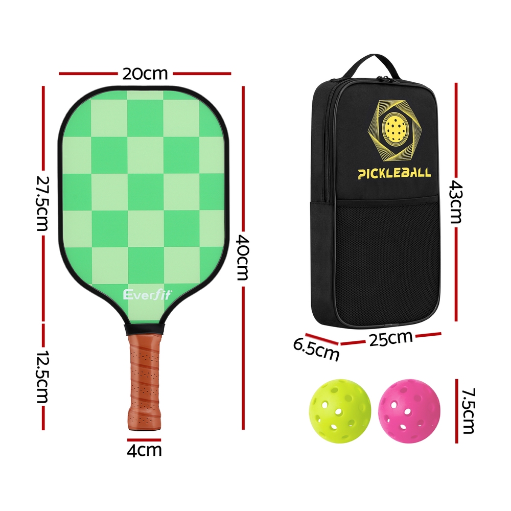 Everfit Pickleball Paddle Set Fiberglass with Balls Bag Tournament Kit 2PCS Pickle Balls Rackets โ image 2