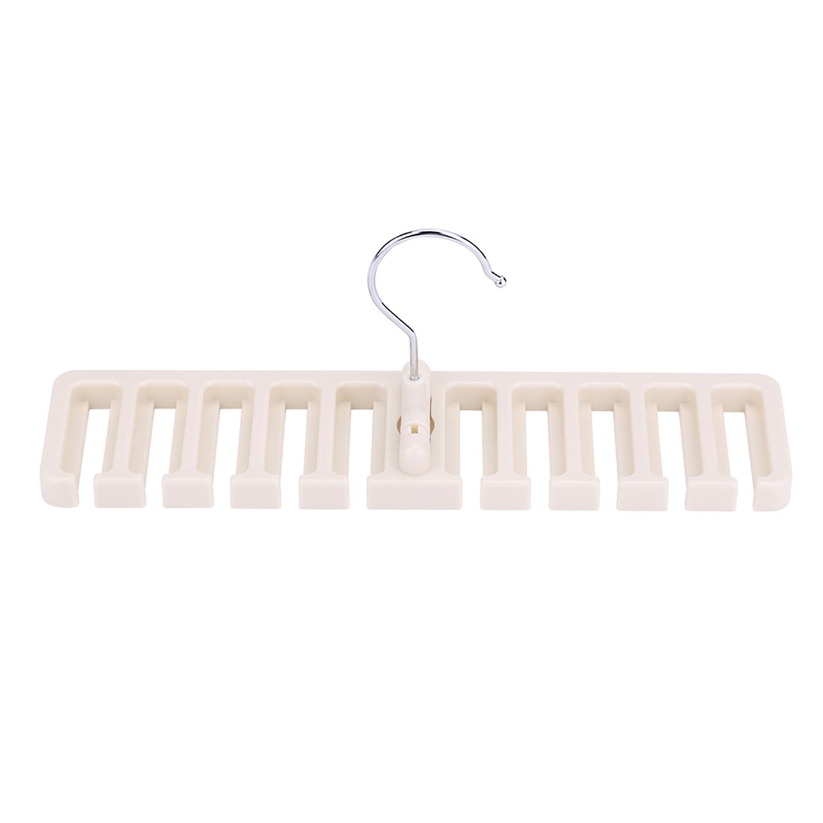 10 Slot Tie Belt Scarf Rack Organizer Sturdy Plastic Closet Wardrobe Space Saver Beige — image 5