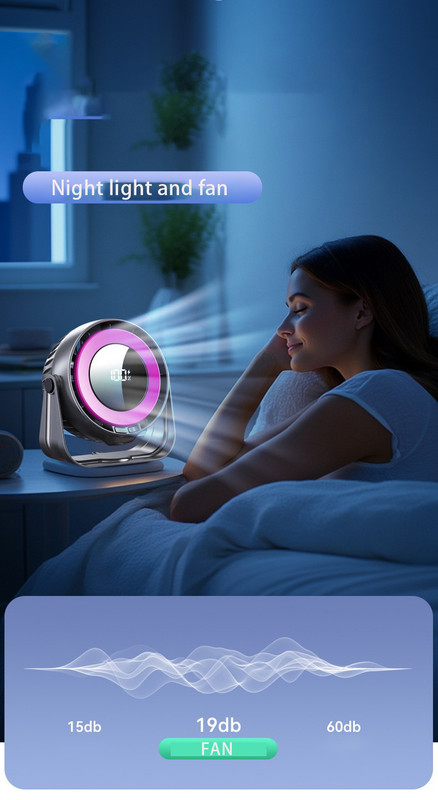 Desk Fan, Small Quiet LED Display Portable Table Fans, 180°Tilt, 100 Speeds, 5 Modes, Rechargeable 4000mAh Battery Operated USB Fan For Office, Bedroom — image 3