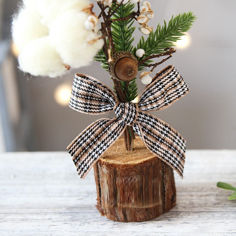 Desktop Mini Christmas Tree 25cm, Burlap Bow with Pinecone Base, Lightweight & Versatile, Brightens Office and Home Holiday Atmosphere (Pine Needle Style) — image 5