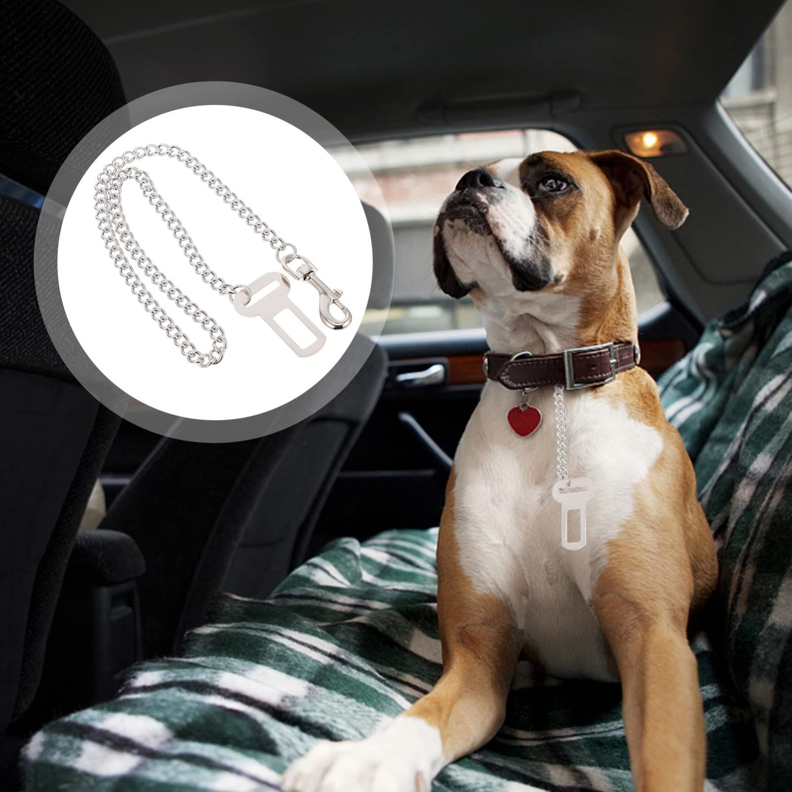 Dog Car Seat Belt - Dog Chain 60cm Dog Seatbelt Stainless Steel Pet Safe Dog Seatbelt Vehicle Travel Dog Harness Chain Dog Belt — image 2