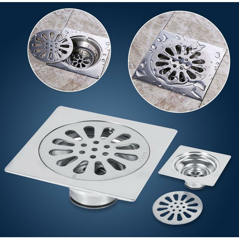 Thick Stainless Steel Floor Drain Anti-odor Square Shower Drain for Bathroom 100 100mm (Style: 3) — image 4